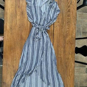 Striped linen maxi dress